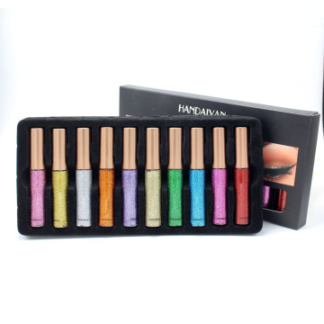 Custom Hot Sale Shiny Waterproof Liquid Eyeliner Set with 10 Colors