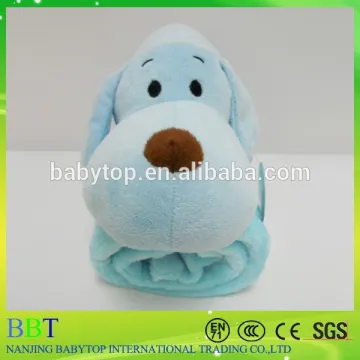 Plush blue dog toy with soft baby blanket