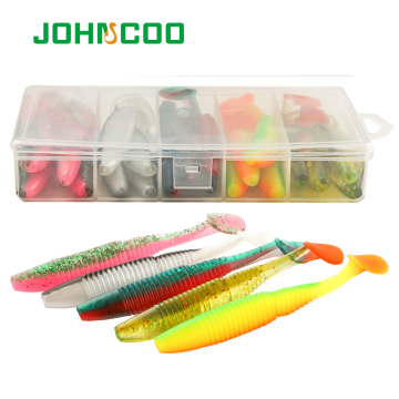JOHNCOO Fishing Lure Set 20pcs/box Soft Worm Swimbait for Carp and More