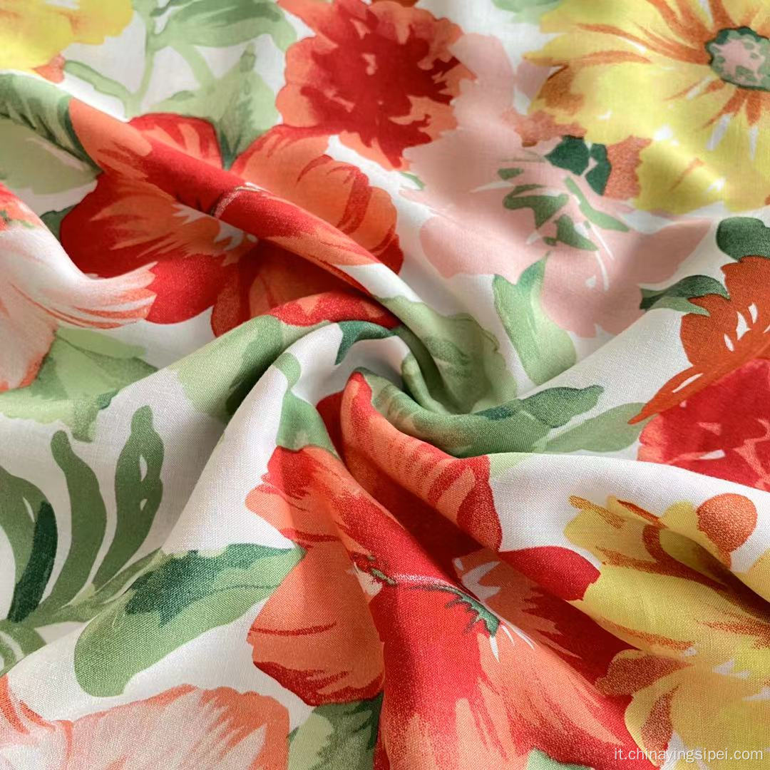Design floreale con viscosa stampato all&#39;ingrosso Rayon 45S in tessuto