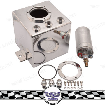 2L 6AN Aluminum Polished High Flow Fuel Filter Fuel Surge Pot Tank With 044 Fuel Pump