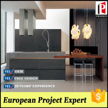 High quality wood grain kitchen cabinet with integrated handle