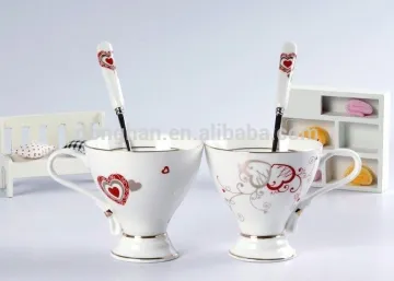 bone china coffee mug with spoon factory directly made in china