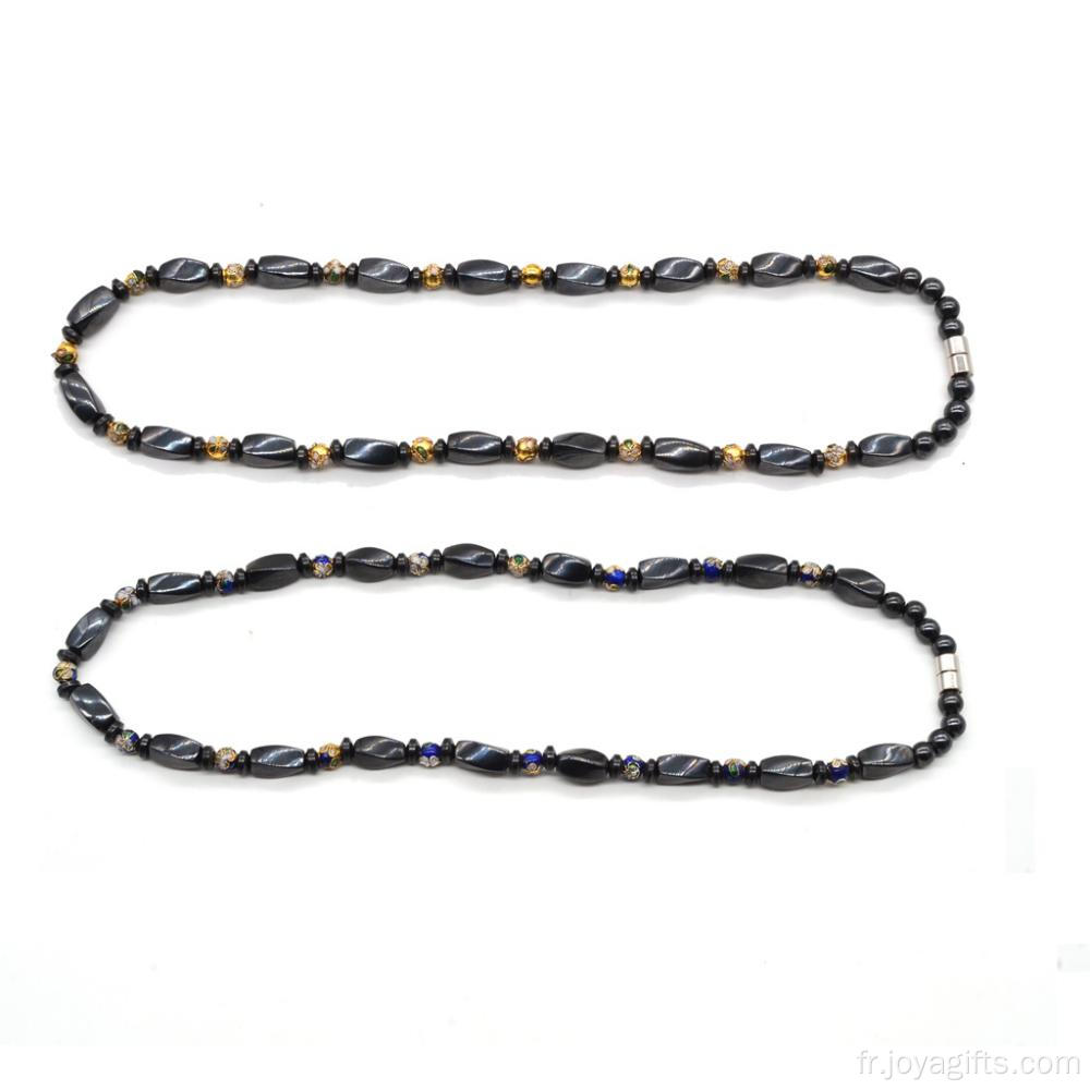 Bijoux magnétiques hématite Twist perles collier avec perles cloisonnés et magnétique Twist perles