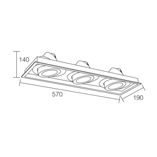 LEDER rektangulär designteknik 30W*3 LED Downlight