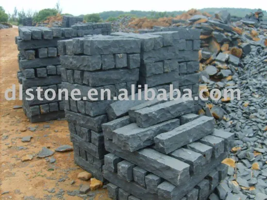basalt black cubic paver stone