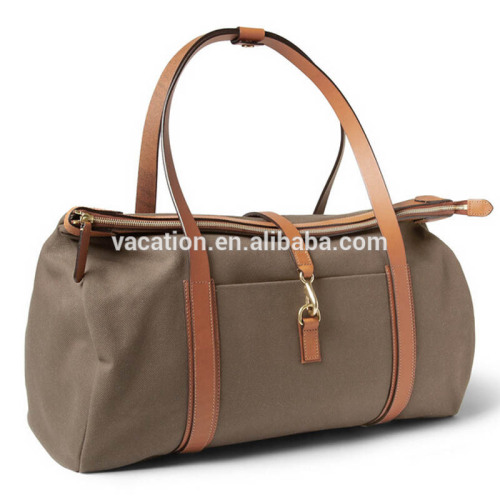 leather canvas diaper bag with leather trim