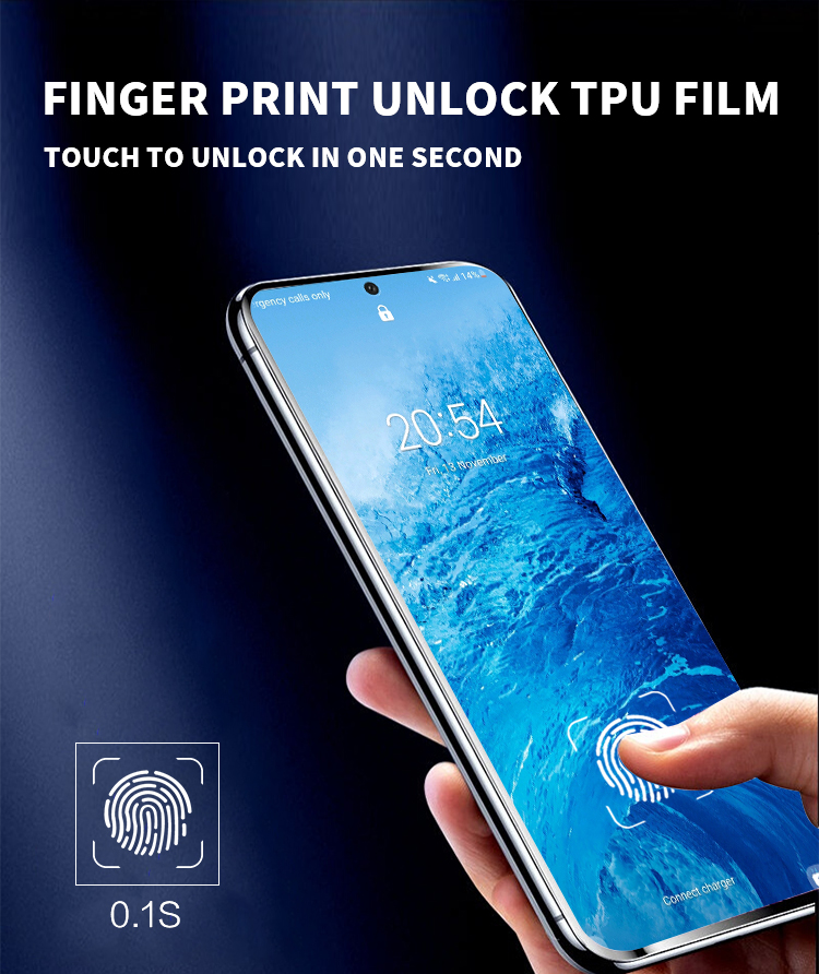 Fingerprint unlock 9H flexible glass antibacterial screen protector