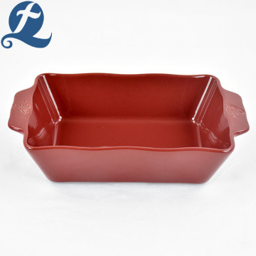 Color Ceramic Stoneware Rectangular Binaural Baking Tray