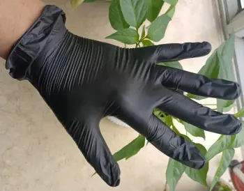 Disposable black vinyl glove