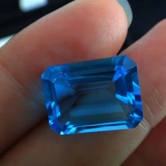 Step Emerald Cut Blue Natrual Topaz Stone Price