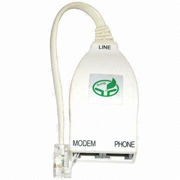 Modem DSL Splitter with Wire, Made of ABS Material, 3-50u Finish