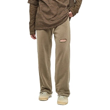 Custom Loose Fit Straight Leg Black 6 Pocket Cargo Pants for Men Cotton Trousers