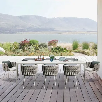 Factory Direct Patio Furniture: Metal Frame Marble Top Table with White Chairs Set