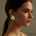 Unique Resin Irregular Design White Flower Earrings