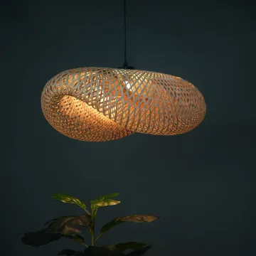 Handmade Natural Bamboo Rattan Hanging LED Chandelier