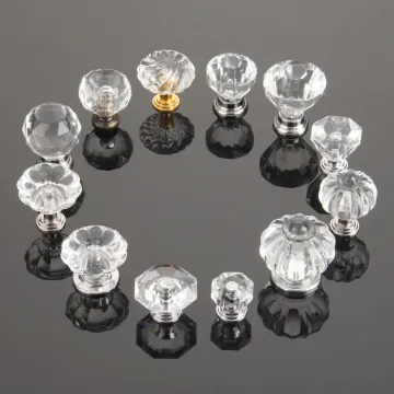 DRELD Diamond Shape Crystal Glass Knobs Furniture Handle Hardware Cupboard Pulls Drawer Knobs Kitchen Cabinet Handles