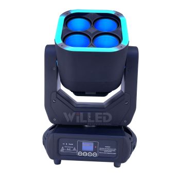 4pcs 60W RGBW 4-in-1 DJ Disco Beam Ring Pixel LED Wash Zoom Moving Head with Individual Brightness Control