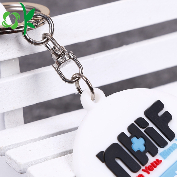 Silicone Key Chain Embossed Round Shape Souvenir Keyring