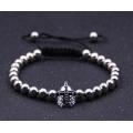 2018 nueva moda negro caballero casco hematita 6mm cuentas redondas pulsera para regalo