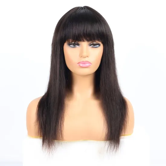 Li&Queen Hot Products Full Machine Straight Wigs Straight Human Hair Wigs With Bangs Brazilian Remy Hair Wigs