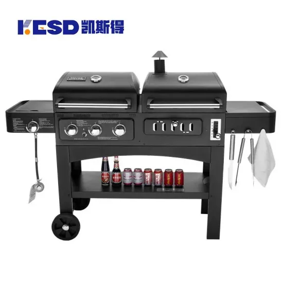 Dual Fuel Combination Charcoal/Gas Grill for Cooking Oven