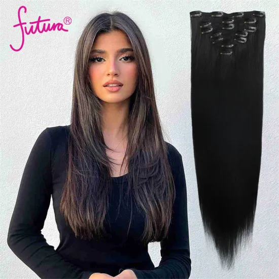 Vivian Hair 100% Kanekalon Futura 7Pcs 16 Clip In Heat Resistant High Quality Wholesale Synthetic Hair Extensions