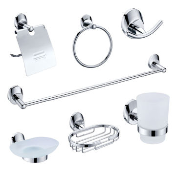 Stainless Steel Bathroom Accessories Set: Soap Dish, Paper Holder, Towel Bar, Towel Ring, Shelf, and Robe Hook