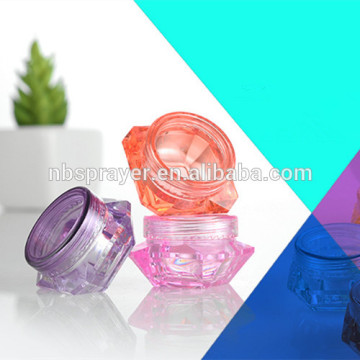 5ml plastic PS PP cosmetic cream jars, diamond shape transparent jar, airless cream jar