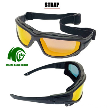 Custom OEM Explosion-Proof Goggles with 3 Lenses PC UV400 Tactical Sunglasses