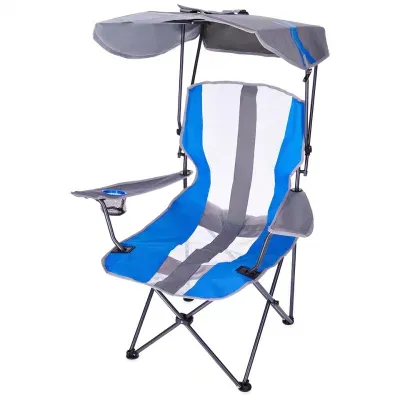 Camping Tailgates Outdoor Events Grey Blue Original Foldable Canopy Beach Chair