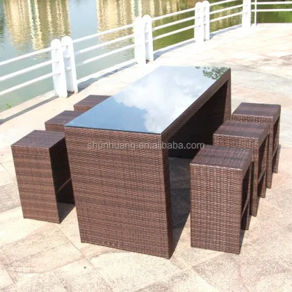 New Design Rattan Furniture Chair and Table Wicker Bar Sets