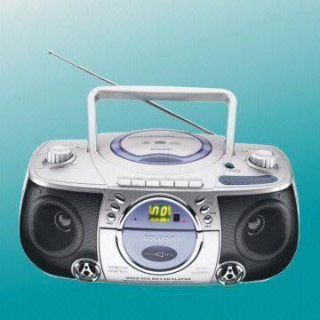 Portable DVD Boombox Player with AM/FM Radio, Stereo Cassette Recorder and Karaoke Function