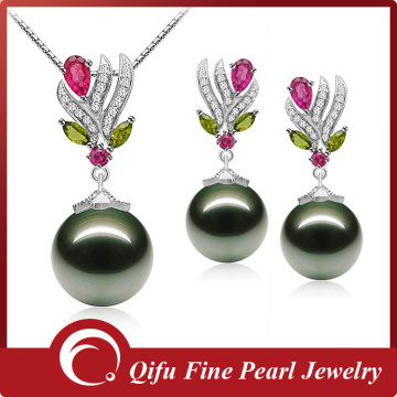 New Model 14K Gold Fashion Original Black Tahiti Pearl Jewelry Sets