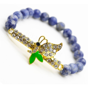 Sodalite Gemstone Bracelet with Diamante Butterfly Piece