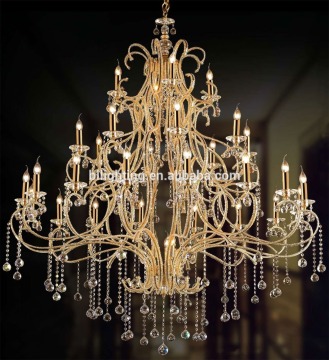 Gold finish big size foyer nordic light