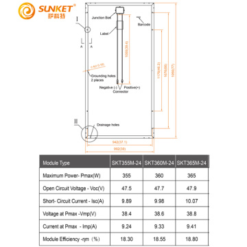 Paneles monocristalinos de alta eficiencia Panel solar de 330W