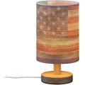 Wood Base Bedside Lamp With Linen Shade