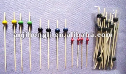 Colored Top Bamboo Bead Skewers
