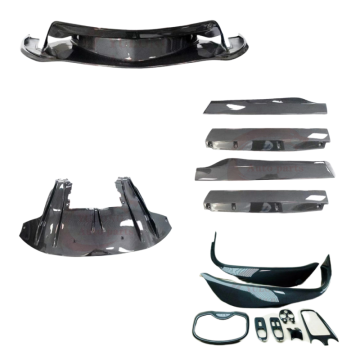Kit per il corpo McLaren GT in stile OEM: labbro anteriore in fibra di carbonio, diffusore posteriore, gonne laterali, pedali di benvenuto e interni