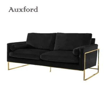 Contemporary Grey Blue Black loveseat 3 seater sofa
