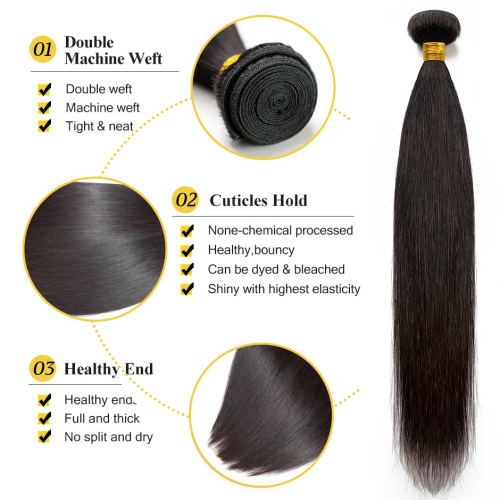 Human Hair Straight Weave 32 34 36 38 40Inch Straight Bundle Brazilian Soft Weave Bundles 1/3/4 Pcs Thick Natural Remy 100% Human Hair Extensions Factory