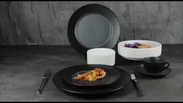 Western Black Hotel Porcelain Ceramic Tableware Dinner Set