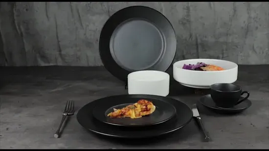 Western Black Hotel Porcelain Ceramic Tableware Dinner Set
