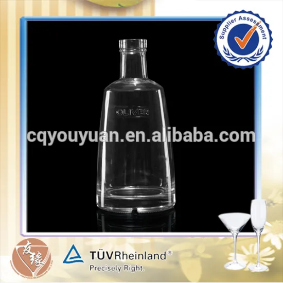 Fancy Clear Glass Bottle 700ML Alcohol Custom Square Gin Bottle