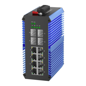 Industrial 12-Port Gigabit Managed Ethernet Switch with 8-PoE and 4-SFP IP50