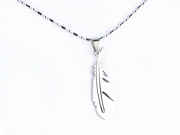 Feather Pendant Mens Chain Necklace