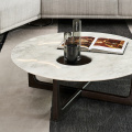 Marble coffee table with wooden feet