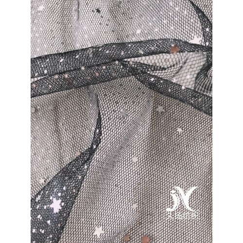 Zilverfolie Star Sequin Mesh Fabric