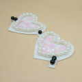 white pearl loving heart pattern embroidery patch